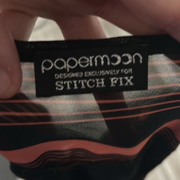 Papermoon Black & Orange Stripped Sheer Top - Picture 4 of 4